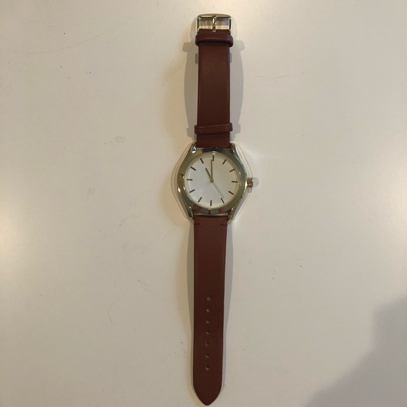 Forever 21 Accessories - Gold Watch with Brown Leather Strap